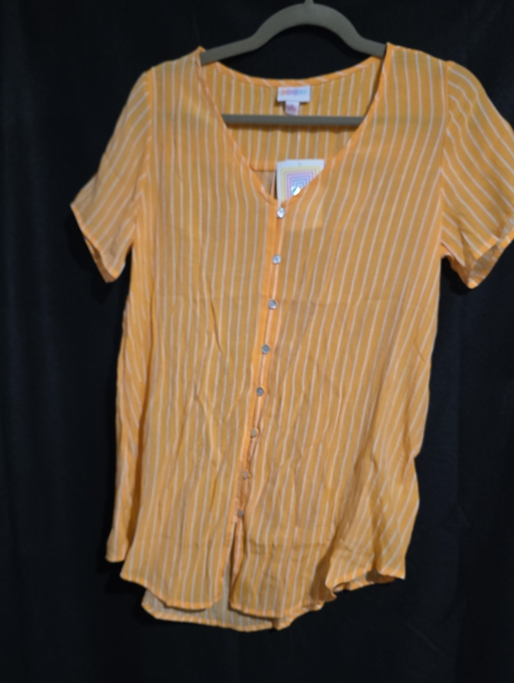 LuLaRoe Yellow Striped Button-Down Top